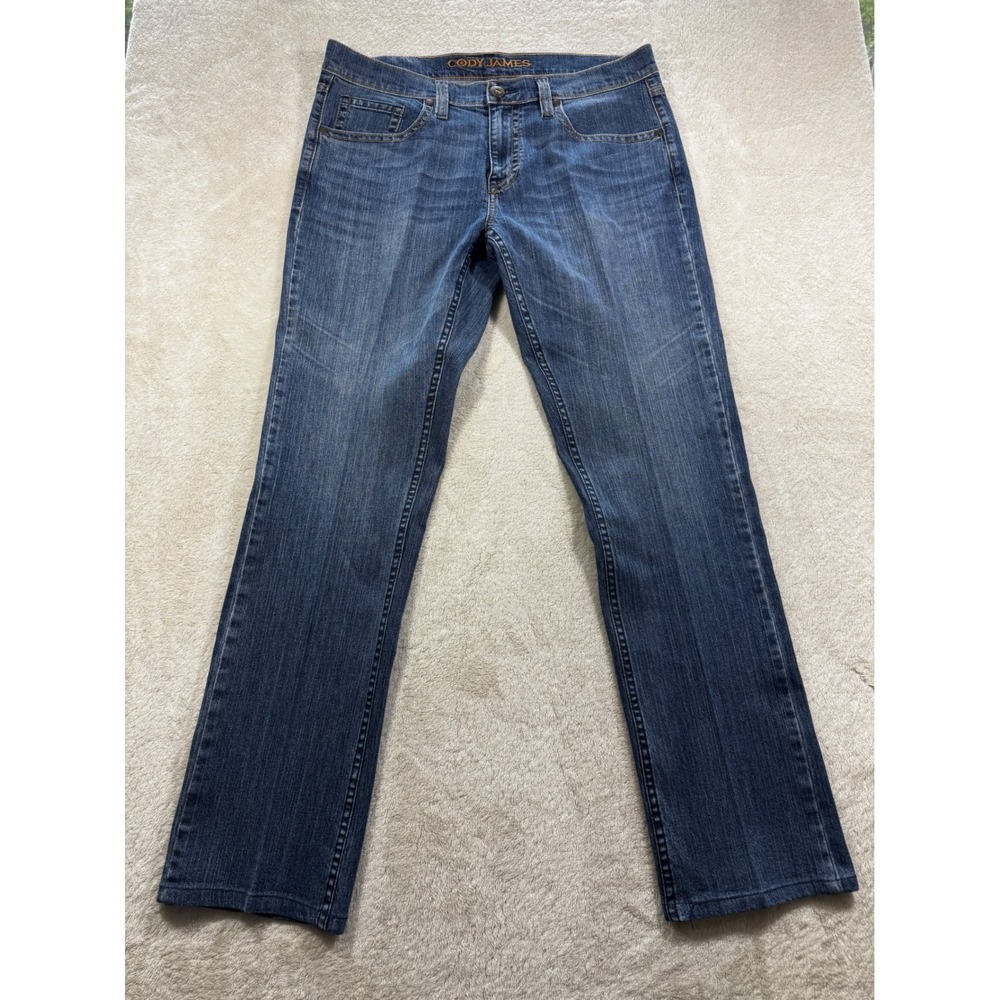 Cody James Mens‎ Straight Leg Stretch Blue Denim Jeans 34x34 Meas: 37x33.5